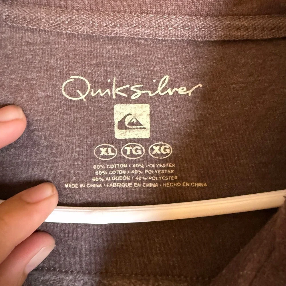 Quiksilver Mens XL Brown Full Zip Track Jacket Mock Neck Elbow Pads Cotton Blend